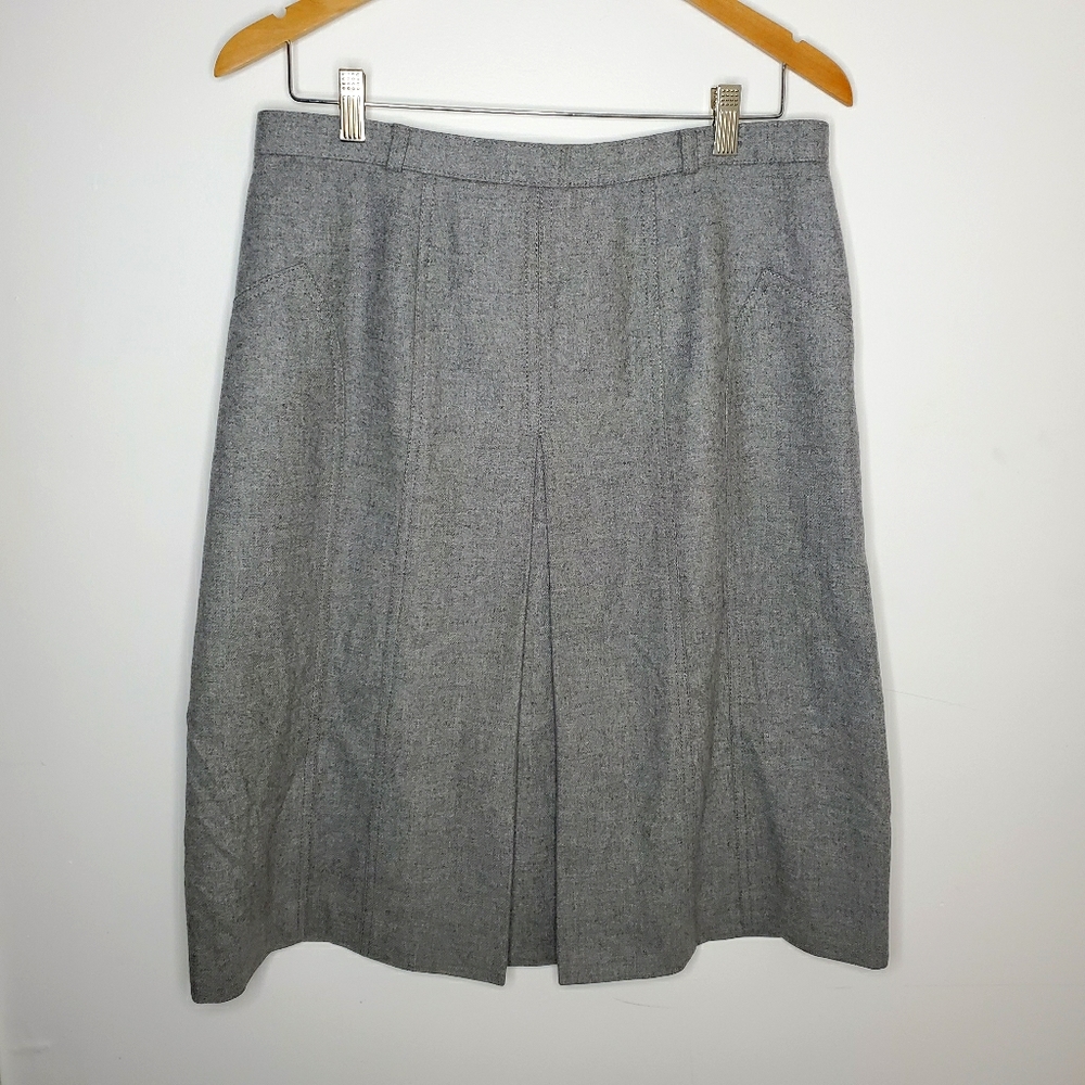 VINTAGE gray wool front pleat skirt